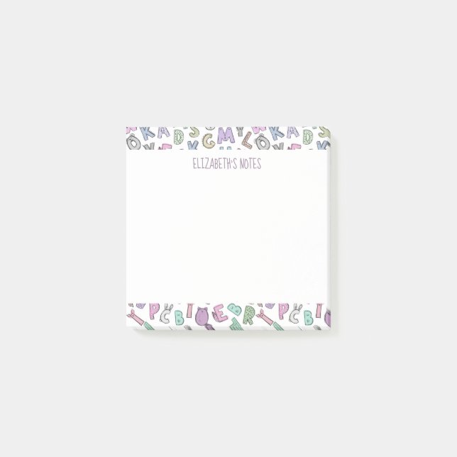 Weiße Buchstaben Post-it Klebezettel (Vorderseite)