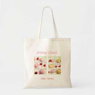 Weiße Budget-Tasche mit süßen Torten/Cupcakes Tragetasche