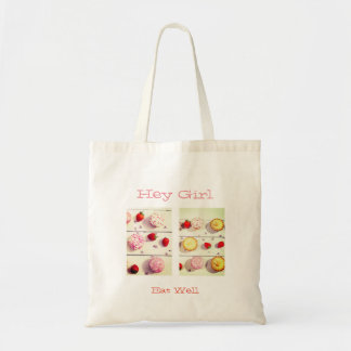 Weiße Budget-Tasche mit süßen Torten/Cupcakes Tragetasche