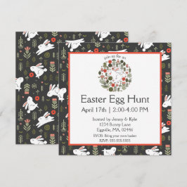 Weiße Bunnies & Frühlingsblumen Ostern Einladung