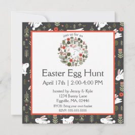 Weiße Bunnies & Frühlingsblumen Ostern Einladung