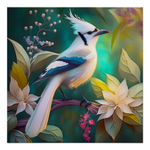 Weiße Büschelente Flügel Jay Fantasie Vogel Poster