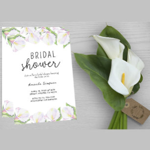 Weiße Calla-Blumen Brautparty Einladung