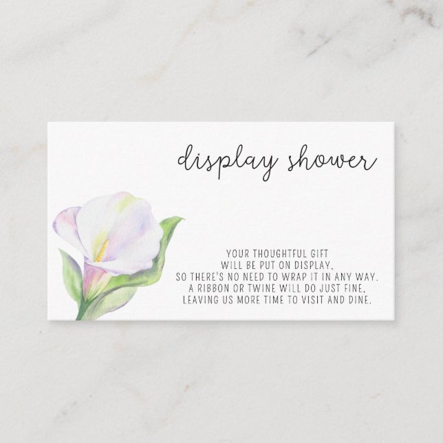 Weiße Calla - Display Dusche Begleitkarte (Vorderseite)