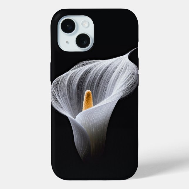 Weiße Calla-Lilie auf schwarz Case-Mate iPhone Hülle (Rückseite)