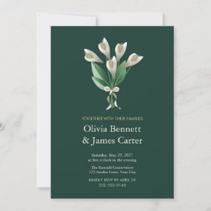 Weiße Calla-Lilie auf Smaragdgrün zur Hochzeit ein Einladung