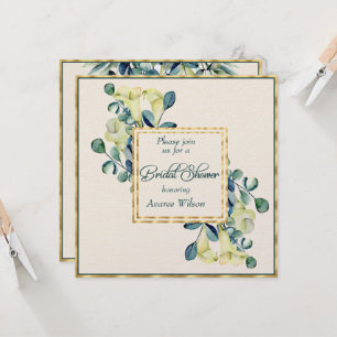 Weiße Calla-Lilie Eukalyptus Elfenbein Gold Dusche Einladung