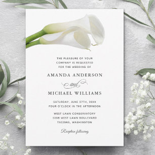 Weiße Calla-Lilien Aquarell Florale Hochzeit Einladung
