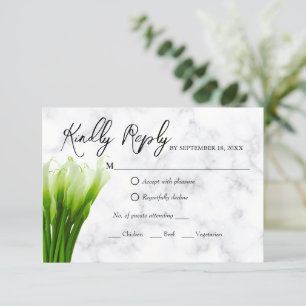 Weiße Calla-Lilien-Blumen Hochzeit-RSVP-Karte RSVP Karte