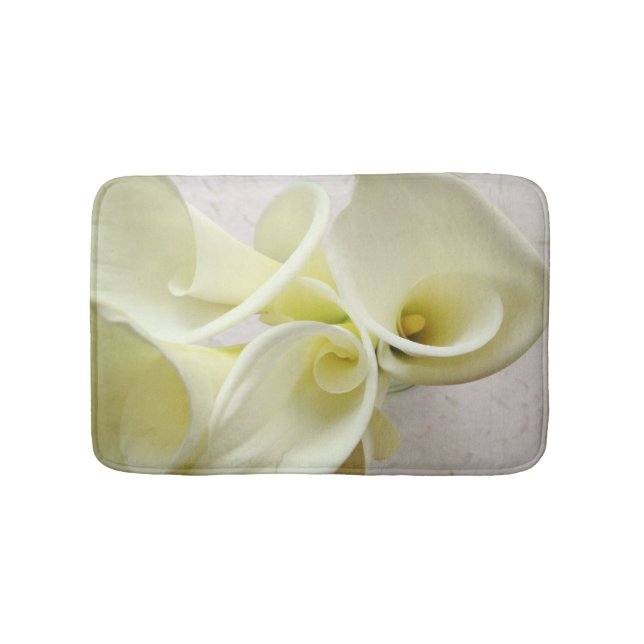 Weiße Calla-Lilien von oben Badematte (Vorderseite)