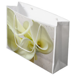 Weiße Calla-Lilien von oben Große Geschenktüte