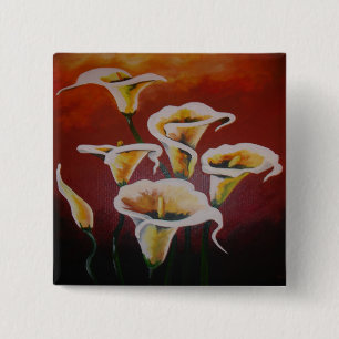 Weiße Calla Lilies künstlerische Schnitt Blume auf Button