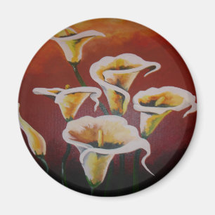 Weiße Calla Lilies künstlerische Schnitt Blume auf Magnet