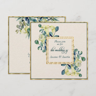 Weiße Calla-Lily und Eukalyptus-Elfenbein und Gold Einladung