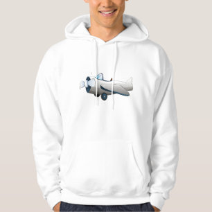 Weiße Cartoon-Propellerflugzeug Retro-Stil Vintage Hoodie