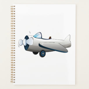 Weiße Cartoon-Propellerflugzeug Retro-Stil Vintage Planer