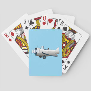 Weiße Cartoon-Propellerflugzeug Retro-Stil Vintage Spielkarten