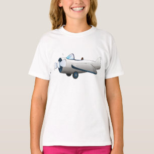 Weiße Cartoon-Propellerflugzeug Retro-Stil Vintage T-Shirt