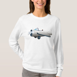Weiße Cartoon-Propellerflugzeug Retro-Stil Vintage T-Shirt