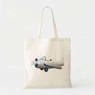 Weiße Cartoon-Propellerflugzeug Retro-Stil Vintage Tragetasche