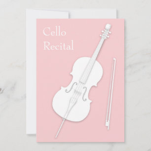 Weiße Cello- und Bogenmusik-Rezital-Konzert-Rosa P Einladung