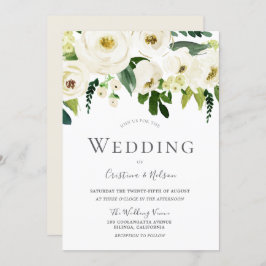 Weiße Champagner blühende Blume Hochzeit Einladung