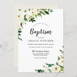 Weiße Champagner-Blume Elegante Taufe Einladung