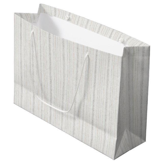 Weiße Chic Cream Streifen  Große Geschenktüte (Vorderseite Schrägansicht)