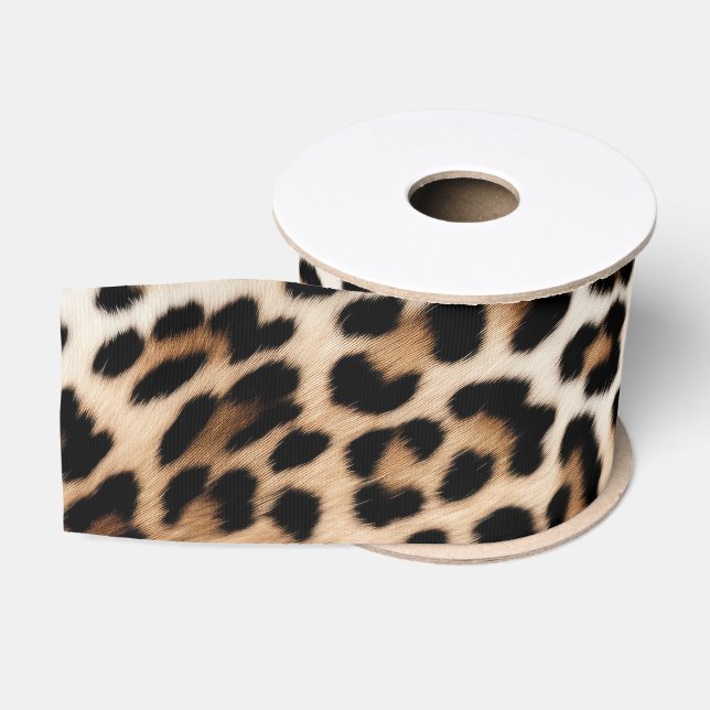Weiße Chic Creme Leopardenprint Ripsband (Spule)