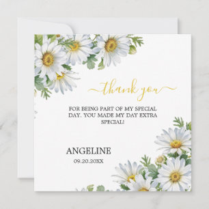 Weiße Chic-Daisy-Blumen-Geburtstagsgrün Dankeskarte