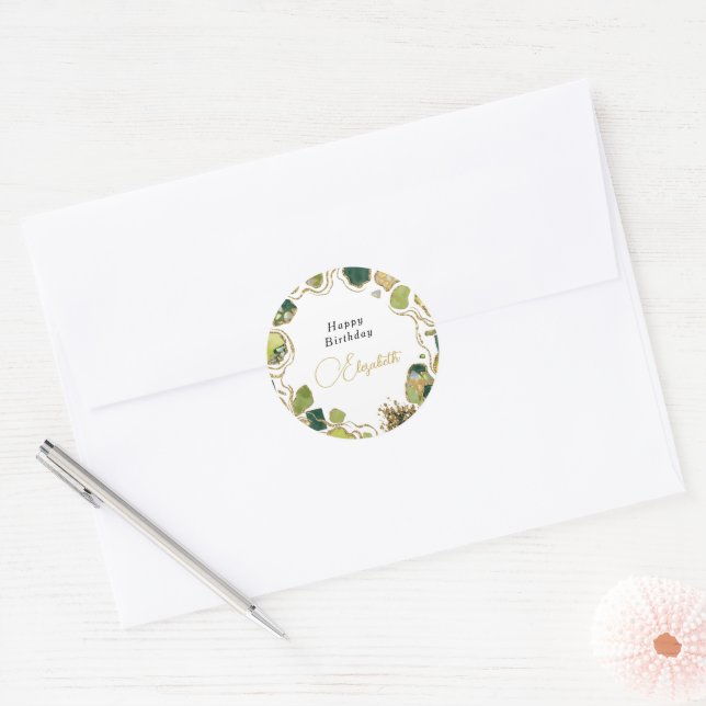 Weiße chic Faux Gold Runder Aufkleber (Umschlag)