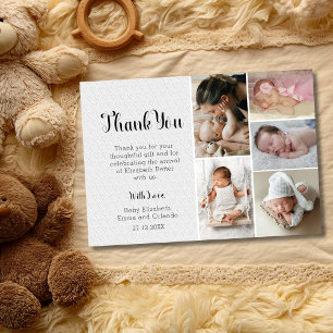Weiße Chic-Hearts Sechs-Foto-Baby-Shower-Dankeskar Dankeskarte