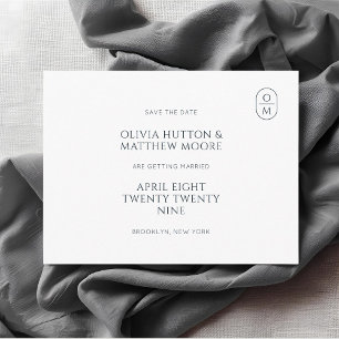 Weiße   Chic-minimalistische Monogramm-Hochzeit  Postkarte