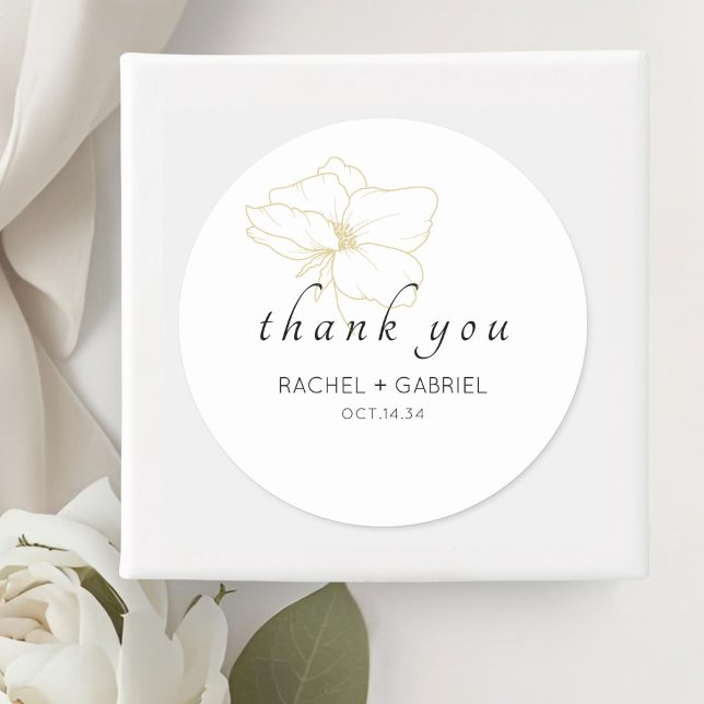 Weiße | Chic moderne florale Hochzeit  Runder Aufkleber (Von Creator hochgeladen)