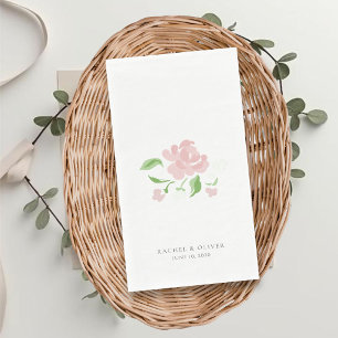 Weiße Chic rosafarbene Blumen-Hochzeitsserviette Serviette