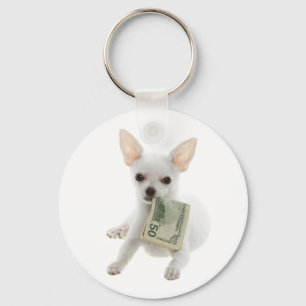 Weiße Chihuahua-Welpen-Hunde-Schlüsselanhänger Schlüsselanhänger
