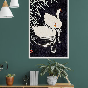 Weiße chinesische Gänse von Ohara Koson, Poster