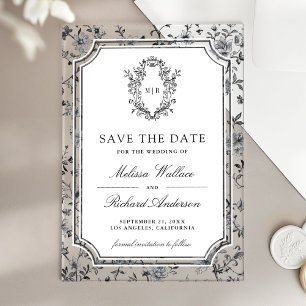 Weiße Chinoiserie-Wappen-Hochzeit - Save-the-Date- Acryleinladungen