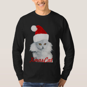 WEISSE CHRISTMAS KATZE MIT SANTA CLAUS HAT T-Shirt