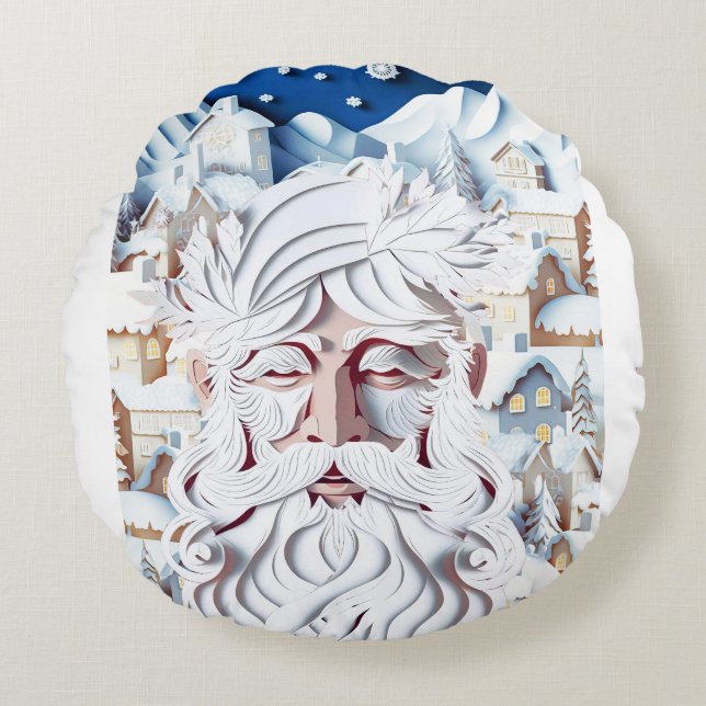 WEISSE CHRISTMAS RUNDES KISSEN (Vorderseite)