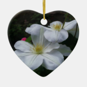 Weiße Clematis-Paar-Blumen-Verzierung Keramik Ornament