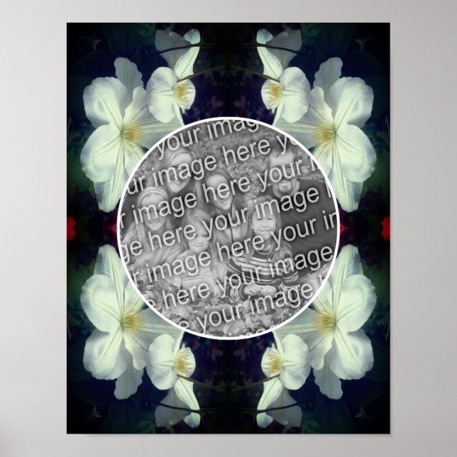 Weiße Clematitis-Blume gestalten Ihr eigenes Foto Poster (Vorne)