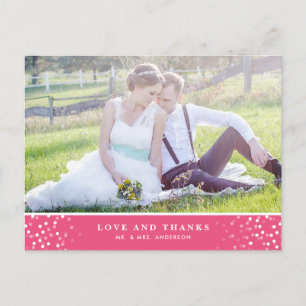 WEISSE CONFETTI   PINK WEDD DANK IHNEN POSTCARD POSTKARTE