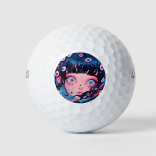 Weiße Creepy Niedlich Anime Girl Golfball
