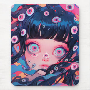 Weiße Creepy Niedlich Anime Girl Mousepad