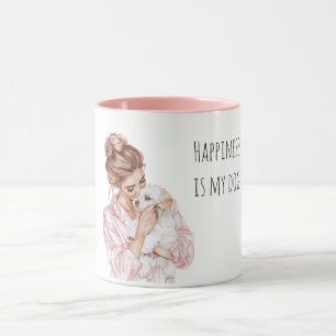 Weiße Creme Welpe Hundemama Rosa Tasse