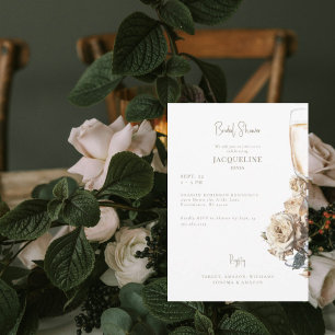 Weiße & cremefarbene getrocknete Rosen Champagner  Einladung