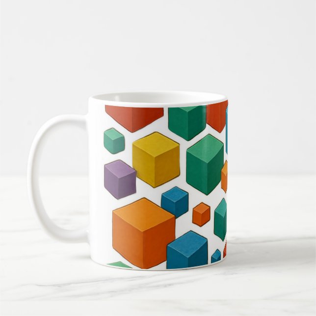 Weiße Cube-Tasse Kaffeetasse (Links)