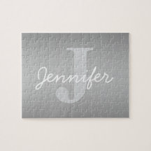 Weiße Cursive und Grau-Monogramm | Editierbare Far