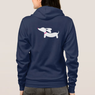 Weiße Dackel-Silhouette mit rosa Kragen Hoodie
